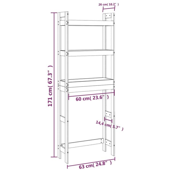 toiletstativ 63x26x171 cm massivt fyrretræ gyldenbrun