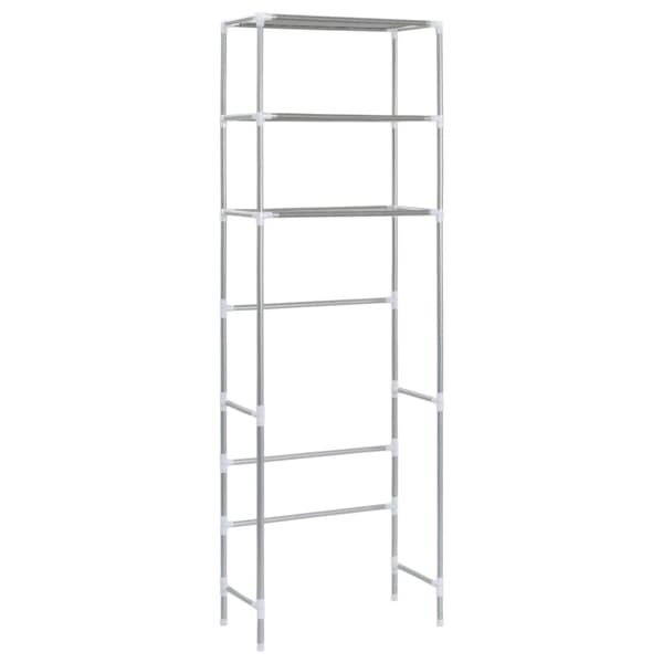 Toaletthylla med 3 hyllplan silver 53x28x169 cm