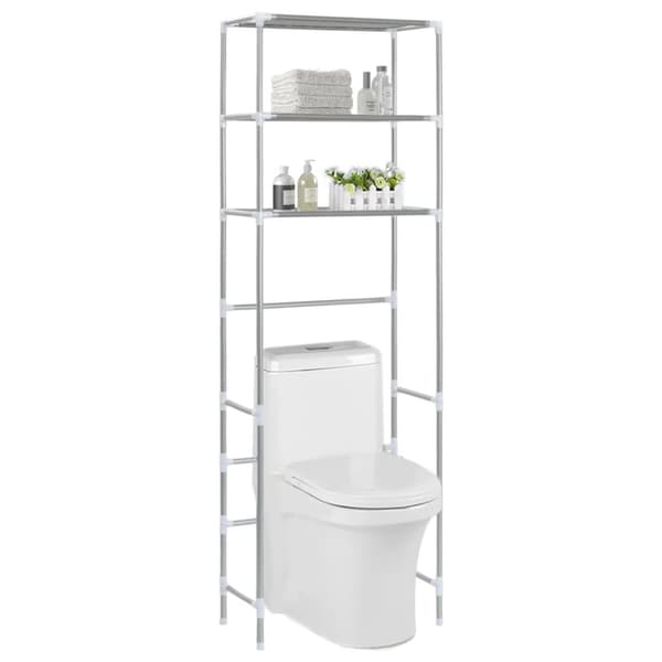 Toaletthylla med 3 hyllplan silver 53x28x169 cm