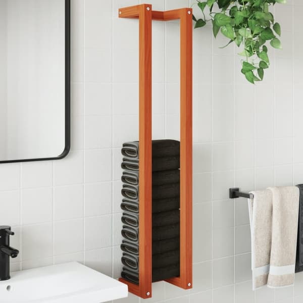 vidaXL håndklædeholder 23x18x110 cm massivt fyrretræ gyldenbrun