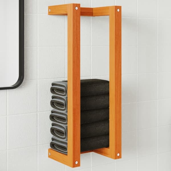 vidaXL håndklædeholder 23x18x60 cm massivt fyrretræ gyldenbrun