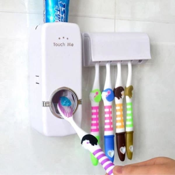 Hands Free Automatisk tandkrämsdispenser Tandborstesqueezer Väggfäste