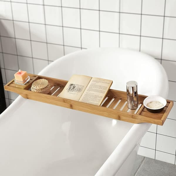 Rootz Bamboo Badkarsställ - Caddy Tray Badrumshylla - Längd 80cm
