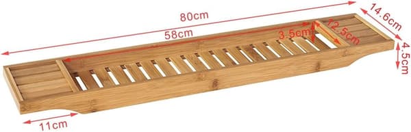 Rootz Bamboo Badkarsställ - Caddy Tray Badrumshylla - Längd 80cm
