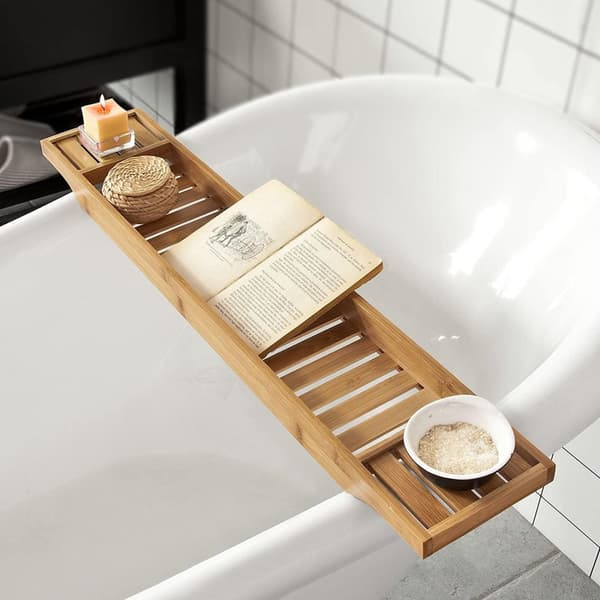Rootz Bamboo Badkarsställ - Caddy Tray Badrumshylla - Längd 80cm