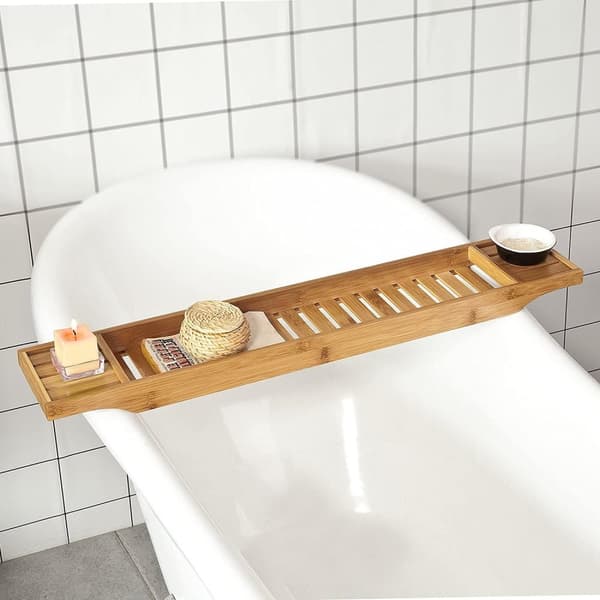 Rootz Bamboo Badkarsställ - Caddy Tray Badrumshylla - Längd 80cm