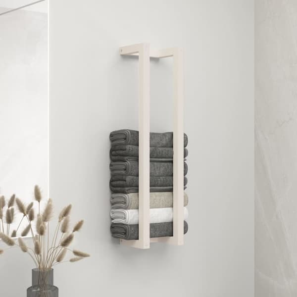 vidaXL håndklædeholder 23x18x90 cm massivt fyrretræ hvid -  Håndklædeholdere