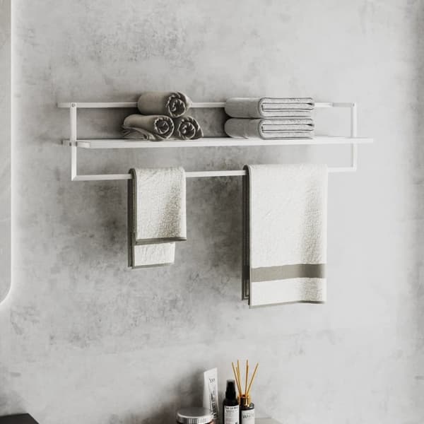 vidaXL håndklædeholder 95x25x22 cm jern hvid -  Håndklædeholdere
