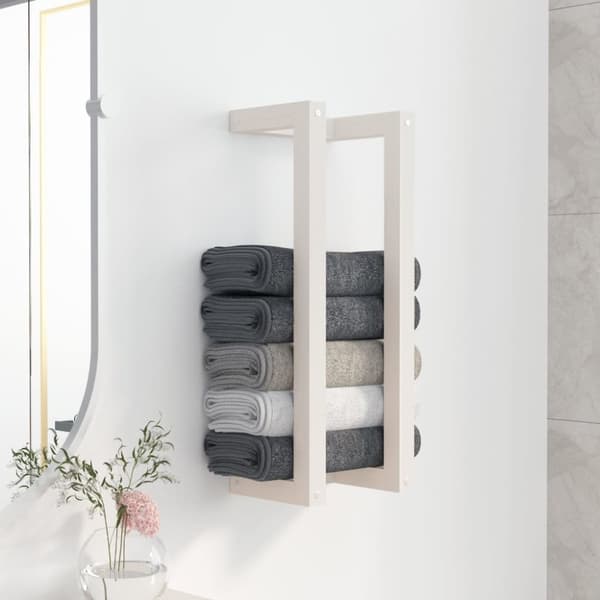 vidaXL håndklædeholder 23x18x60 cm massivt fyrretræ hvid -  Håndklædeholdere