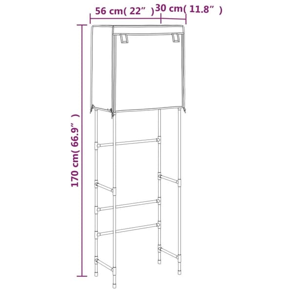 vidaXL opbevaringsstativ 2 hylder 56x30x170 cm jern cremefarvet -  Håndklædeholdere