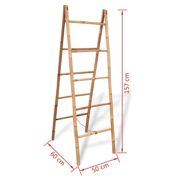 The Living Store dobbelt håndklædestige med 5 ribbe i bambus 50x160 cm -  Håndklædeholdere