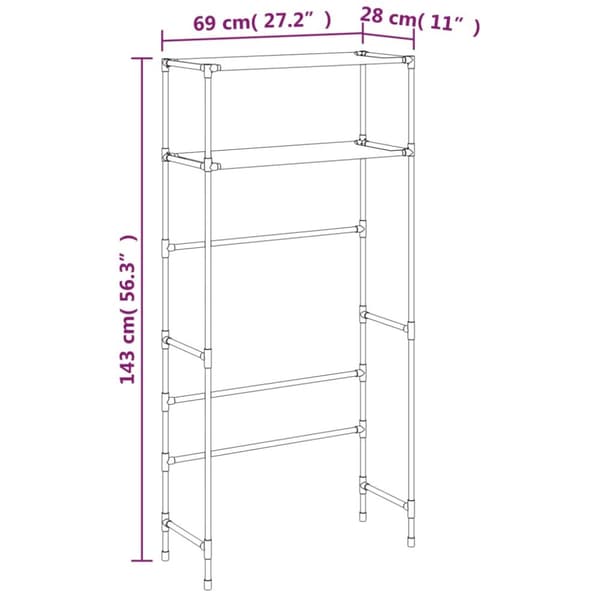 The Living Store opbevaringsstativ med 2 hylder 69x28x143 cm jern sort -  Håndklædeholdere