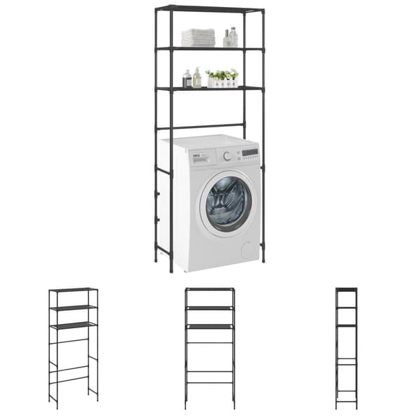 The Living Store opbevaringsstativ med 3 hylder 69x28x169 sort -  Håndklædeholdere