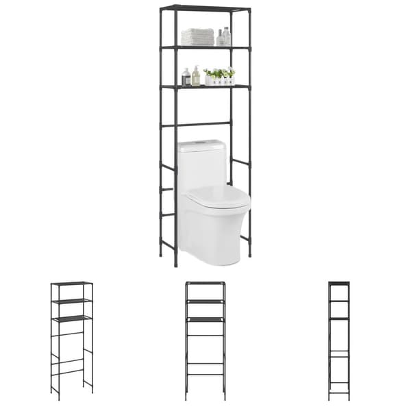 The Living Store opbevaringsstativ med 3 hylder 53x28x169 cm sort -  Håndklædeholdere