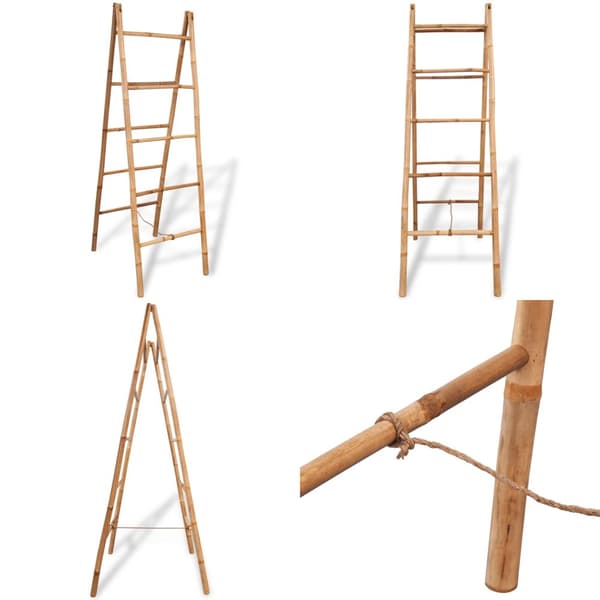 Dobbelt håndklædestige med 5 ribbe i bambus 50x160 cm - Håndklædeholder - Håndklædeholdere - Home & Living