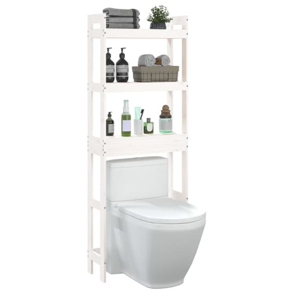 toiletstativ 63x26x171 cm massivt fyrretræ hvid