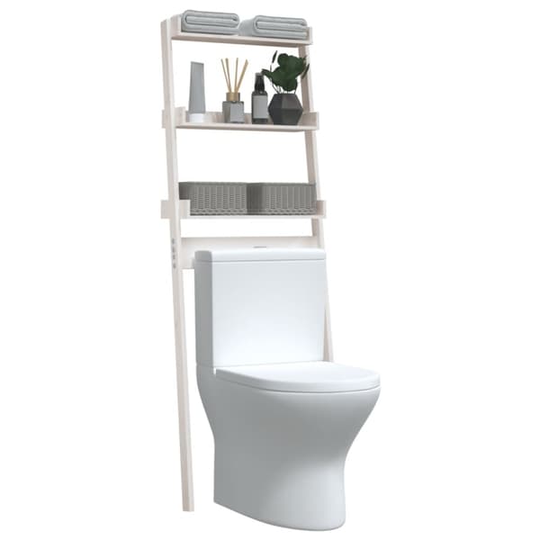 toiletstativ 63,5x32x179 cm massivt fyrretræ hvid