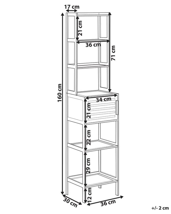 Badrumshylla Bambu Ljust Trä Badrumsförvaring 6 Hyllplan 1 Dörr Minimalistisk Design