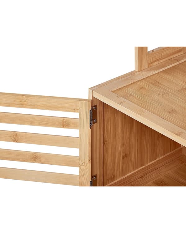 Badrumshylla Bambu Ljust Trä Badrumsförvaring 6 Hyllplan 1 Dörr Minimalistisk Design