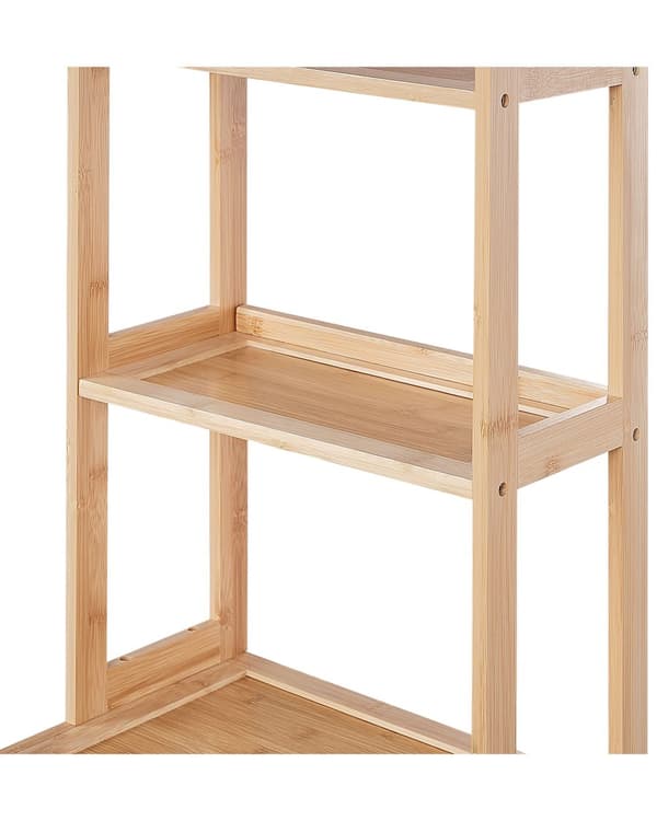 Badrumshylla Bambu Ljust Trä Badrumsförvaring 6 Hyllplan 1 Dörr Minimalistisk Design