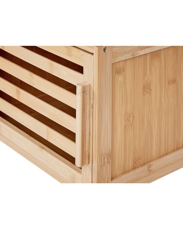 Badrumshylla Bambu Ljust Trä Badrumsförvaring 6 Hyllplan 1 Dörr Minimalistisk Design
