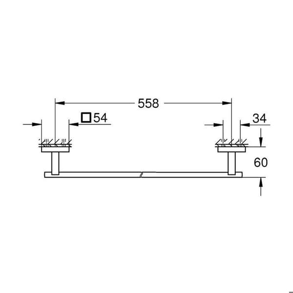 GROHE QuickFix - Start Cube - Handduksstång 558 mm - Kromfinish 41089000 (skruv eller lim)