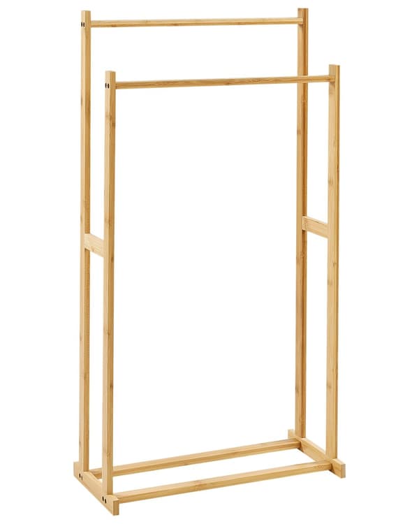 Handduksställ Ljus Bambu 85 x 45 cm 2 Skenor Badrumstillbehör