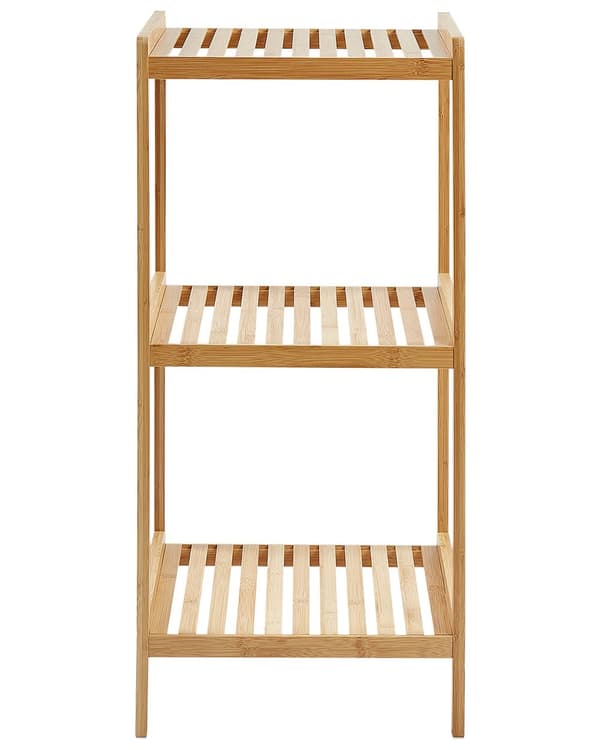 Hylla för Badrum Ljus Bambu 3 Hyllplan Badrumstillbehör Minimalistisk Naturlig Stil