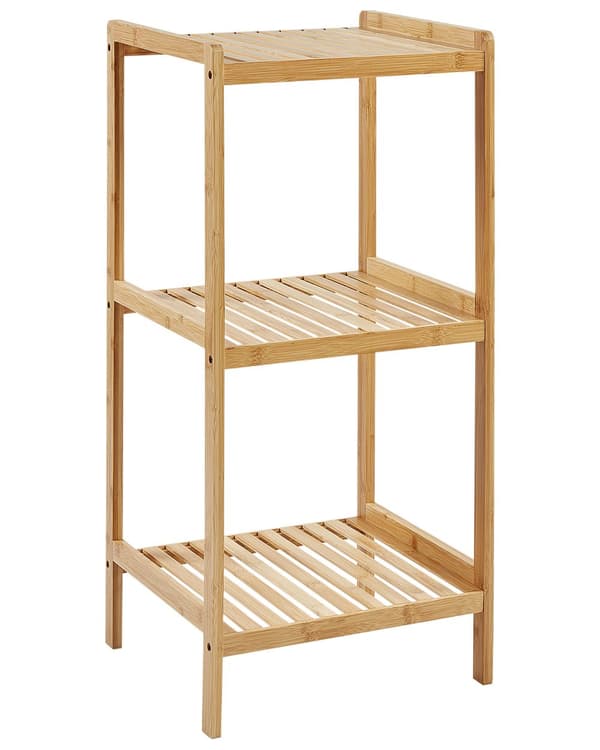 Hylla för Badrum Ljus Bambu 3 Hyllplan Badrumstillbehör Minimalistisk Naturlig Stil