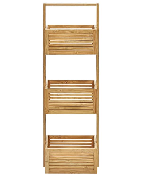 Hylla för Badrum Bambu Ljus Bambu 3 Hyllplan Förvaring Minimalistisk Stil Badrum Toalett
