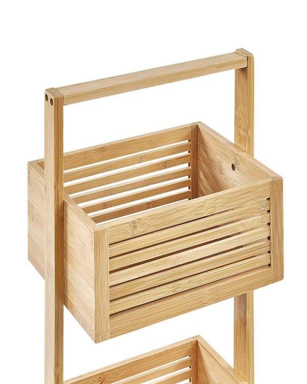 Hylla för Badrum Bambu Ljus Bambu 3 Hyllplan Förvaring Minimalistisk Stil Badrum Toalett