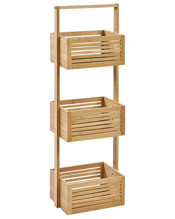 Hylla för Badrum Bambu Ljus Bambu 3 Hyllplan Förvaring Minimalistisk Stil Badrum Toalett