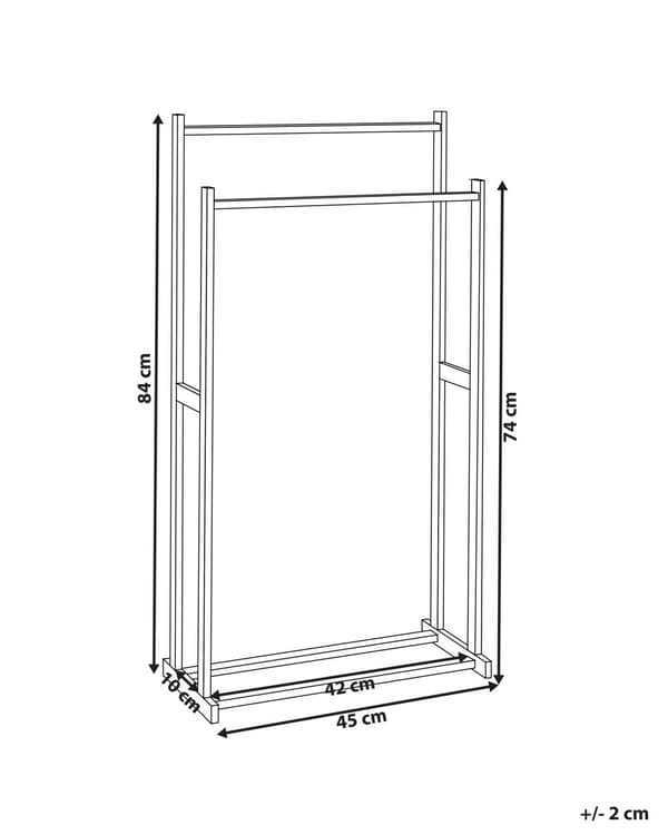 Håndklædestativ lyst træ bambus 85x45 cm 2 skinner Badeværelsestilbehør toilet tilbehør