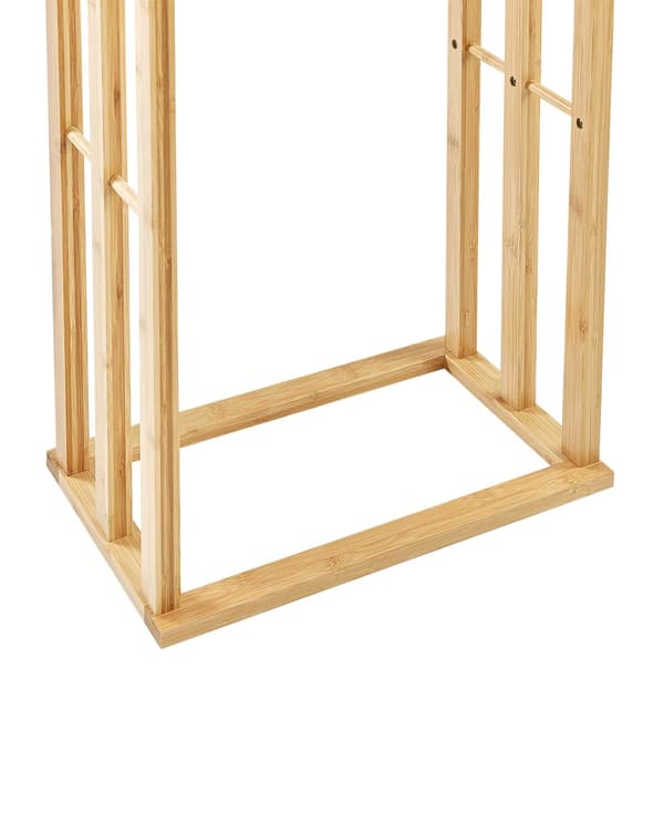 Håndklædestang lys bambus 40 x 24 x 80 cm med tre stænger fritstående minimalistisk modern stil