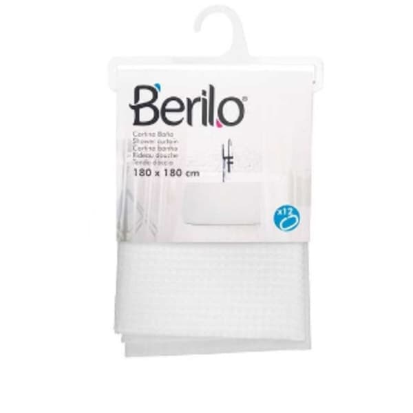 Duschdraperi Berilo SC-POLY-UD1-WHITE Vit Polyester 180 x 180 cm Poäng (12 antal)