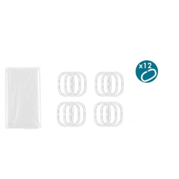 Duschdraperi Berilo 216 Transparent Plast PEVA 180 x 180 cm (12 antal)