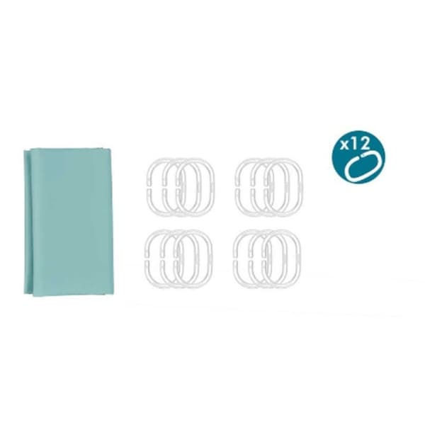 Brusebadsforhæng Berilo SC-MIX-01-GREEN Grøn Polyetylen EVA 180 x 180 cm (12 enheder)