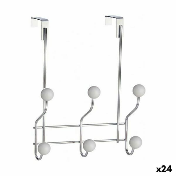 Knagerække til dør Berilo W4742-6H Hvid Metal Plastik 10 x 22 x 26 cm (24 enheder)