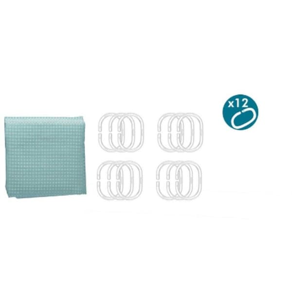 Brusebadsforhæng Berilo SC-POLY-UD1-GREEN Turkis Grøn Polyester 180 x 180 cm Points (12 enheder)