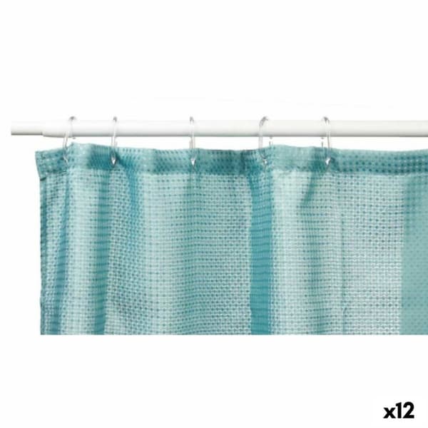 Brusebadsforhæng Berilo SC-POLY-UD1-GREEN Turkis Grøn Polyester 180 x 180 cm Points (12 enheder)