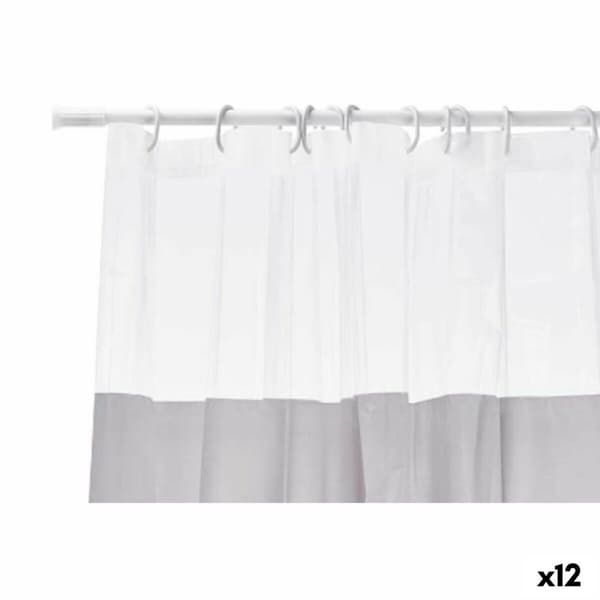 Brusebadsforhæng Berilo 214 Grå Gennemsigtig Plastik PEVA 180 x 180 cm (12 enheder)