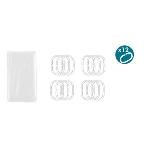 Duschdraperi Berilo SC-MIX-01-TRANSP Transparent Polyetylen EVA 180 x 180 cm (12 antal)
