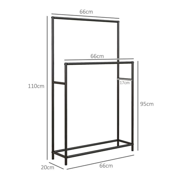 Rootz stående håndklædeholder - Håndklædeholder - Badeværelsesorganisering - Metalramme - Rustbestandig - Kompakt design - 66cm x 20cm x 110cm