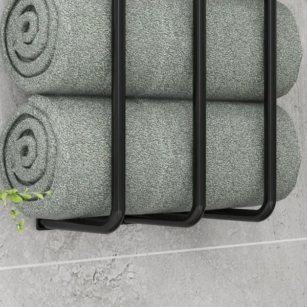 Rootz vægmonteret håndklædestang - Håndklædeholder - Håndklædeholder - Lodret design - Pladsbesparende - Holdbart metal - Sort finish - 21 cm x 12 cm