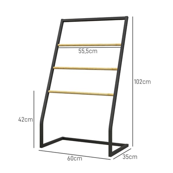 Rootz Fritstående håndklædestang - Håndklædeholder - Håndklædeholder - 4 etagers - Naturlig æstetik - 60 cm x 35 cm x 102 cm