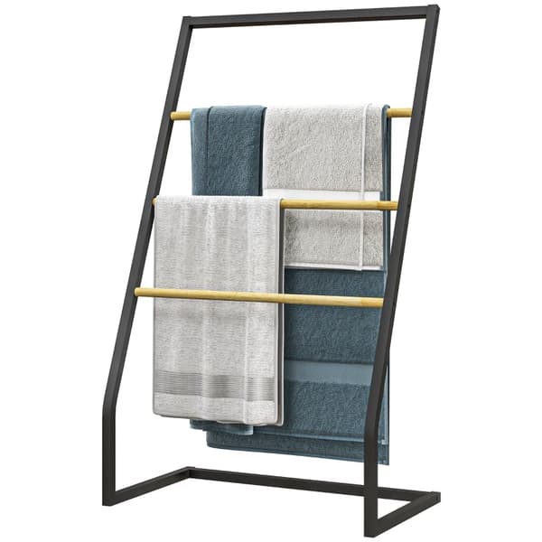 Rootz vapaasti seisova pyyheteline - Pyyheteline - Pyyhepidike - 4 taso - Luonnollinen estetiikka - 60cm x 35cm x 102cm