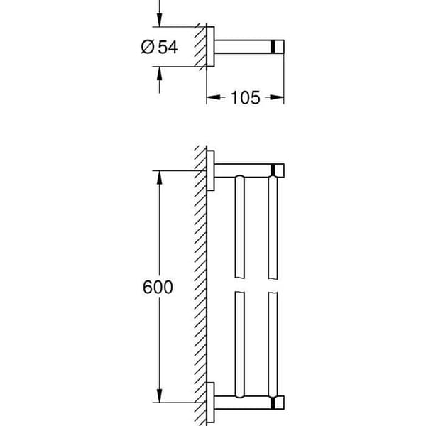 GROHE Essentials dubbel handduksstång, krom - 40802001
