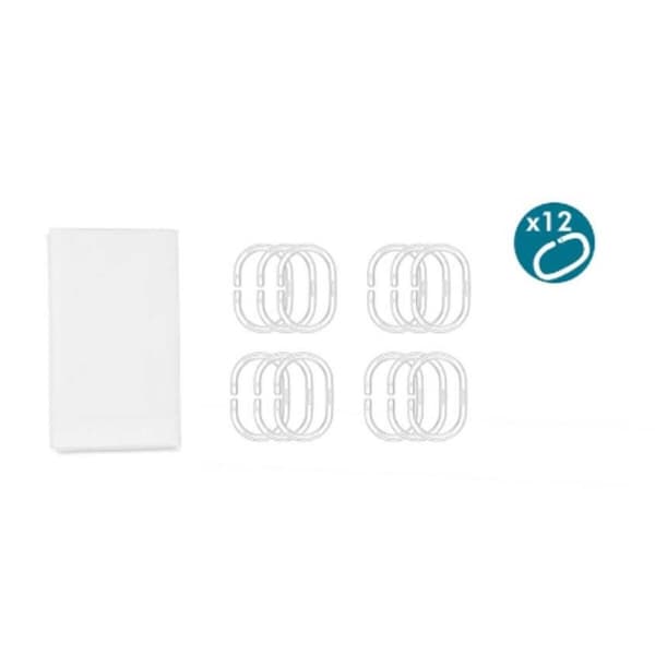Brusebadsforhæng Berilo 89375 Hvid Polyetylen EVA 180 x 180 cm (12 enheder)