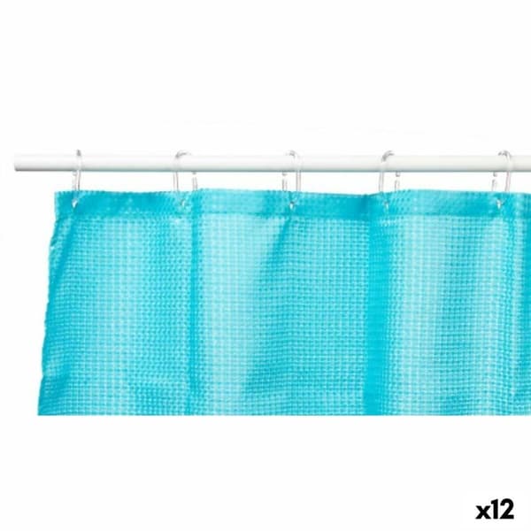 Brusebadsforhæng Berilo SC-POLY-UD1-BLUE Blå Polyester 180 x 180 cm Points (12 enheder)