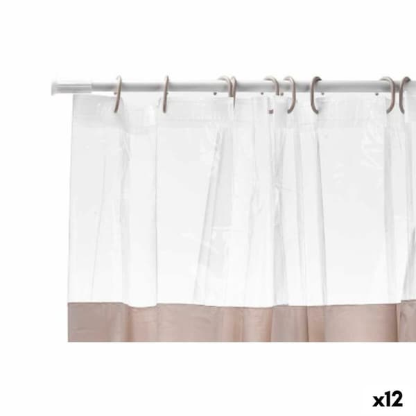 Suihkuverho Berilo 215 Beige Läpinäkyvä Muovinen PEVA 180 x 180 cm (12 osaa)